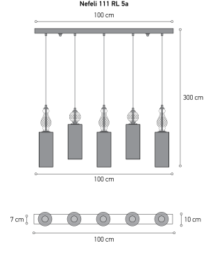 Nefeli 111/RL 5a black-honey crystal pendant linear light Linear Chandelier Nefeli design