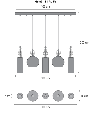 Nefeli 111/RL 5b graphite-fume crystal pendant linear light Linear Chandelier Nefeli design