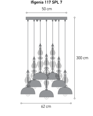 Ifigenia 117/SPL 7 silver leaf-graphite pendant light Pendant Lights Ifigenia design