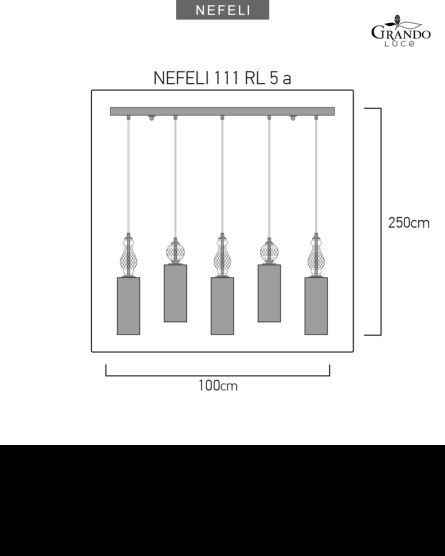 Φωτιστικά Οροφής-Γραμμικά Nefeli Nefeli 111/RL 5a μαύρο-μελί κρυστάλλινο φωτιστικό οροφής γραμμικό κρεμαστό Όψη 2