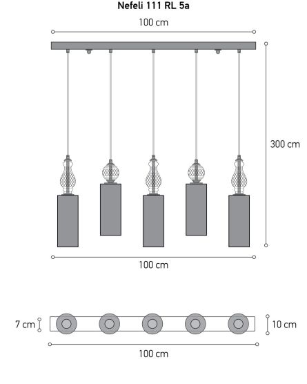 Linear Chandelier Nefeli Nefeli 111/RL 5a black-fume pendant linear light View 2