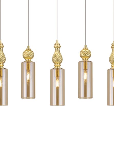 Linear Chandelier Nefeli Nefeli 111/RL 5a gold leaf-honey pendant linear light View 1