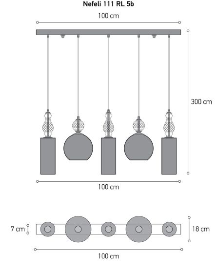 Φωτιστικά Οροφής-Γραμμικά Nefeli Nefeli 111/RL 5b φύλλο χρυσού-φιμέ κρυστάλλινο φωτιστικό οροφής γραμμικό κρεμαστό Όψη 3