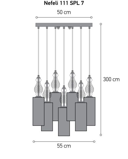 Pendant Lights Nefeli Nefeli 111/SPL 7 black-honey crystal pendant light View 2